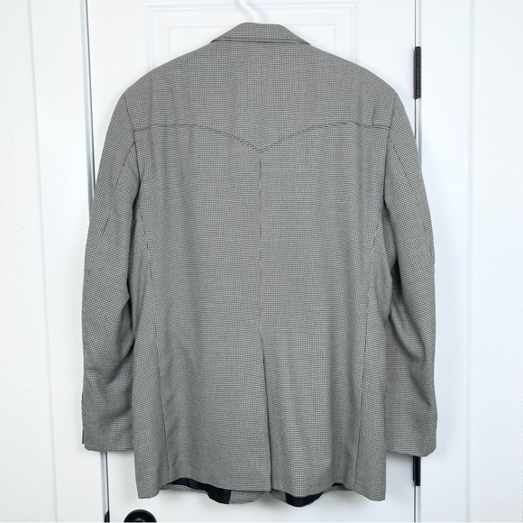 Circle S Western Sport Coat Plano Donegal Jacket Black White Houndstooth 46 R - Picture 5 of 9